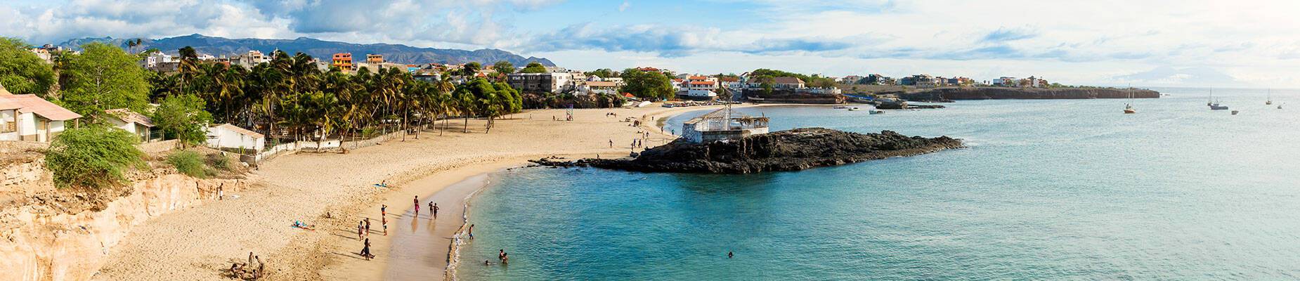 Panoramic view of Tarrafal beach in Santiago island in Cape Verde
