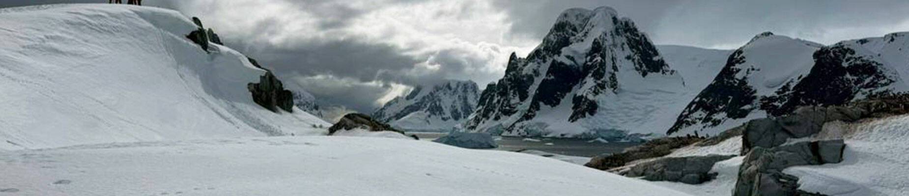 A panoramic landscape in Antarctica