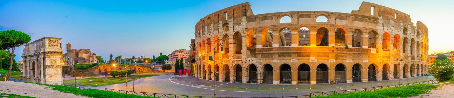 Panoramic image of the Colosseum in Rome
