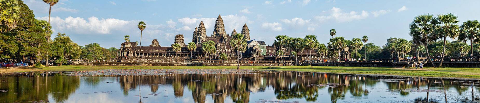 A panoramic view of Angkor Wat during the day