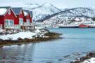 A panoramic view of snowy Stokmarknes