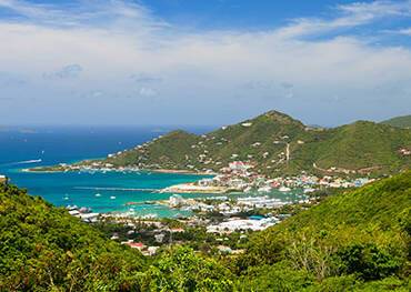 A panoramic view of Road Town in Tortola