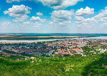 An aerial view of Silistra on the Danube River