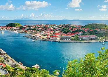 An aerial view of Gustavia's harbour