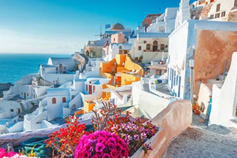 A view of the traditional Santorini houses