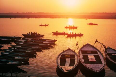 Small boats on the Ganges