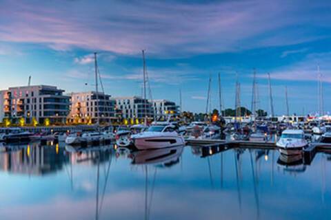 A panoramic view of Gdynia's harbour