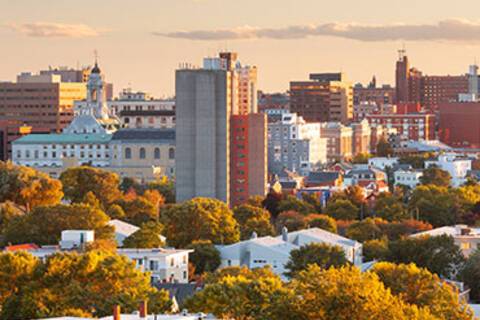 A panoramic view of Portland during Autumn