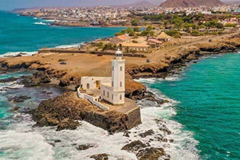 An aerial view of Praia