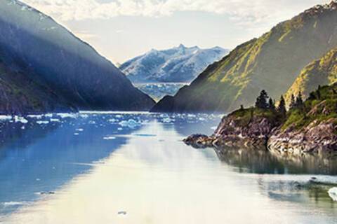 A panoramic view of Tracy Arm Fjord