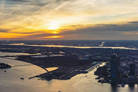 A panoramic aerial view of Cape Liberty