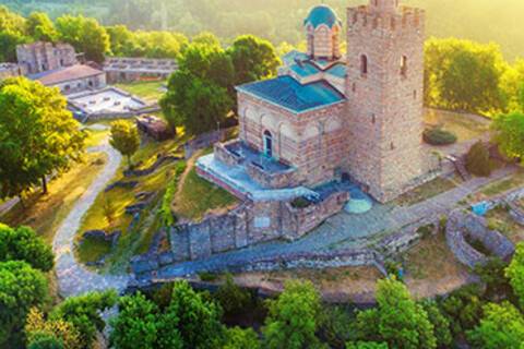 An aerial view of Veliko Tarnovo