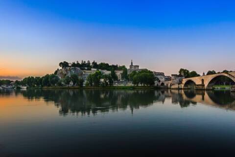 A panoramic view of Avignon from the Rhone River