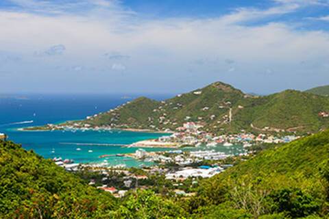 A panoramic view of Road Town in Tortola