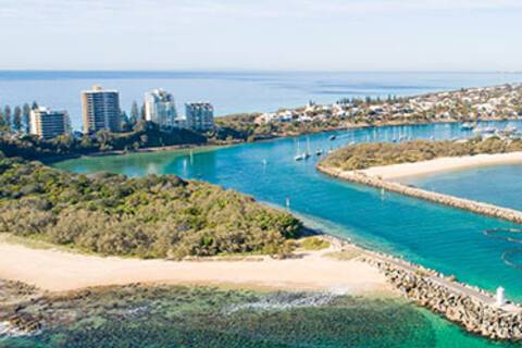 An aerial view of Mooloolaba