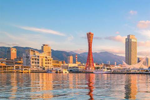 The port of Kobe at twilight