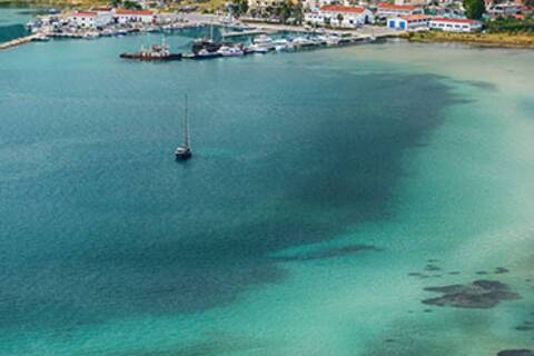 A panoramic aerial view of Souda Bay