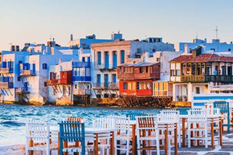 A panoramic view of Mykonos