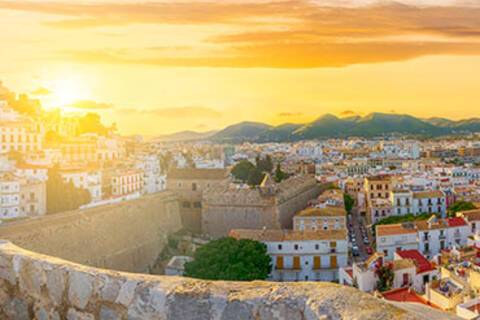 A panoramic view of Ibiza