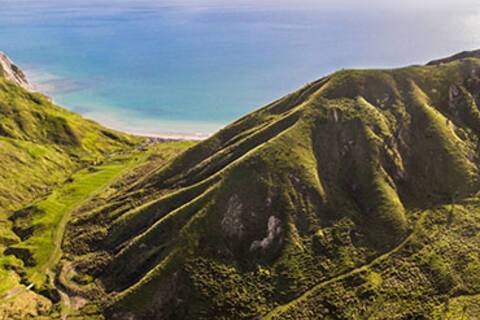 An aerial view of Mahia peninsula near Gisborne