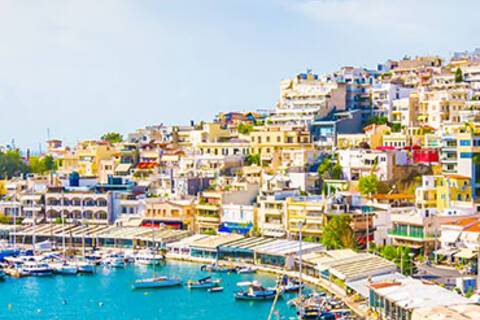 A panoramic view of Mikrolimano along the marina in Piraeus