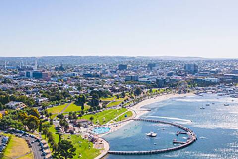 An aerial view of Geelong