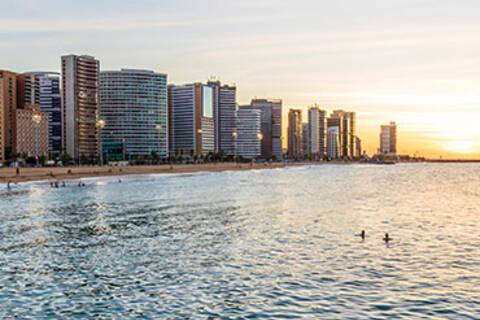 A panoramic view of Fortaleza at sunset