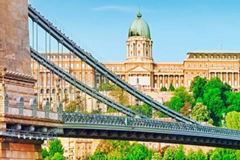 A panoramic view of Chain Bridge in Budapest