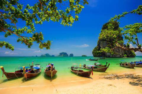 Ko Samui beach with small boats