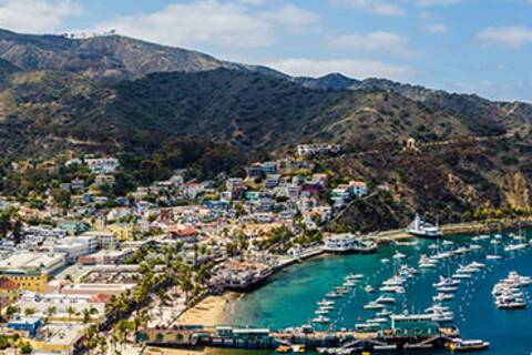 An aerial view of Catalina Island