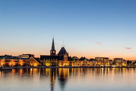 View of Aarhus' harbour at dusk