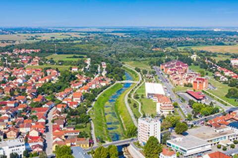 An aerial view of Vukovar