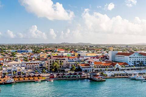 An aerial view of Oranjestad