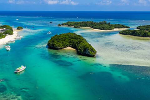 Top view of Kabira Bay in ishigaki island of Japan