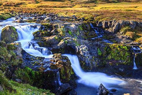 A picturesque waterfall close to Seydisfjordur