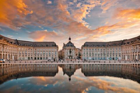 The view of Place de la Bourse in Bordeaux