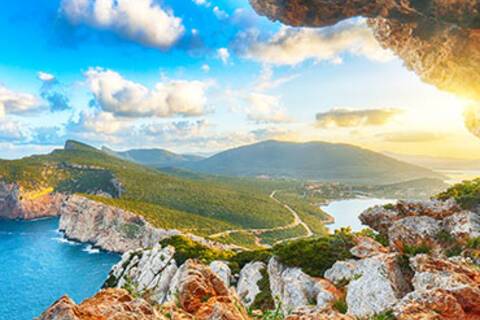 The view of Alghero from a cave cliff