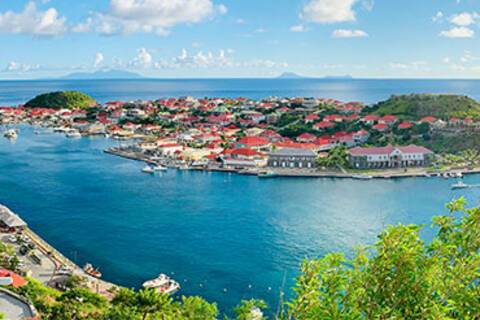 An aerial view of Gustavia's harbour